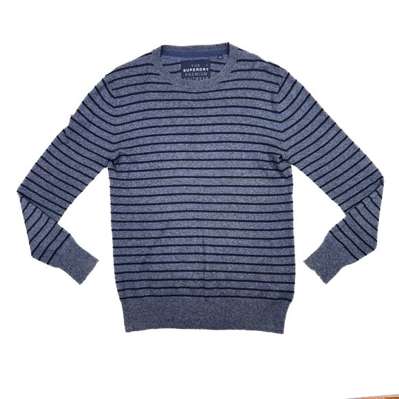 Superdry Premium Knitwear Co. 54 Cashmere Blend Stripe Crewneck Jumper Sz S NWOT - Picture 2 of 7